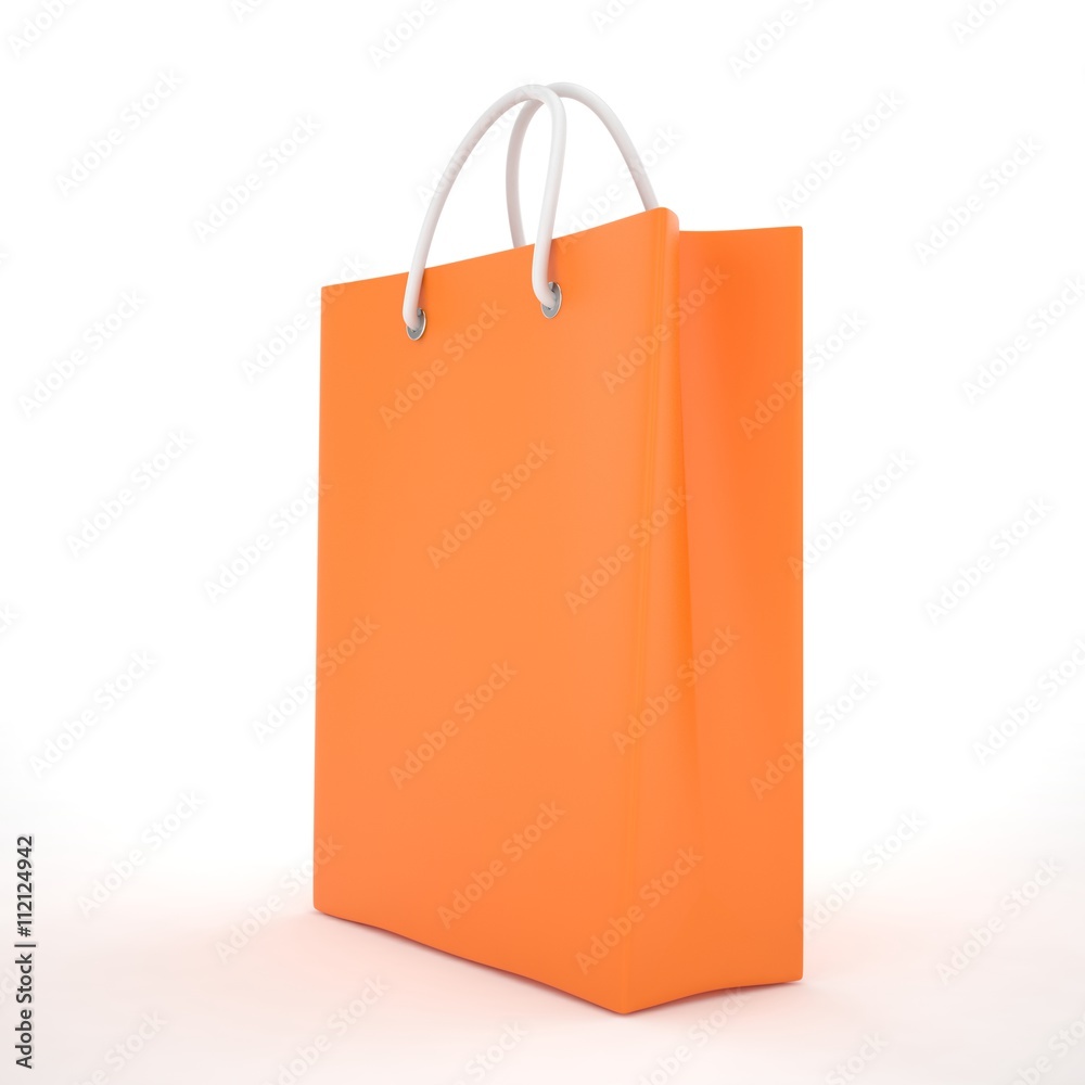Paper Shopping Bag isolated on white background. 3d rendering. Paper Shopping Bag isolated on white background. 3d rendering.