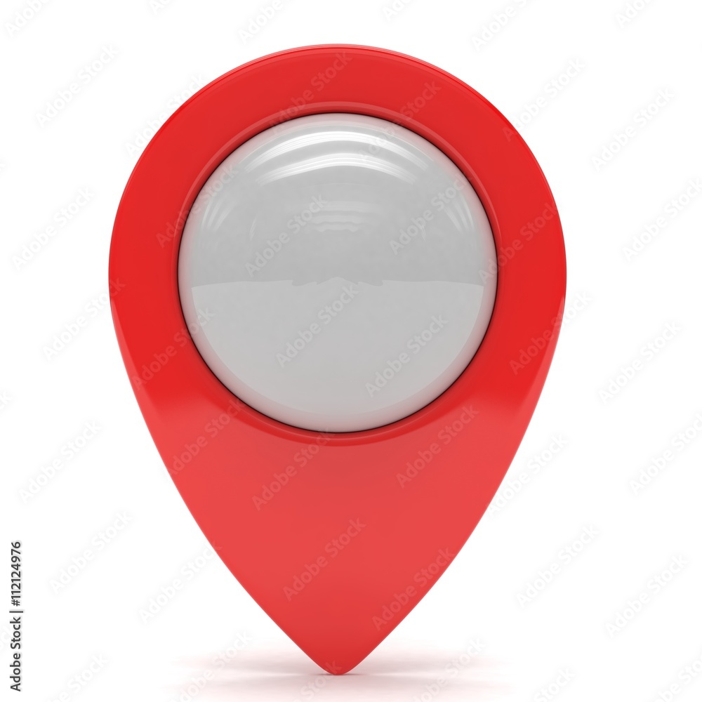 red map pointer isolated. 3d rendering.