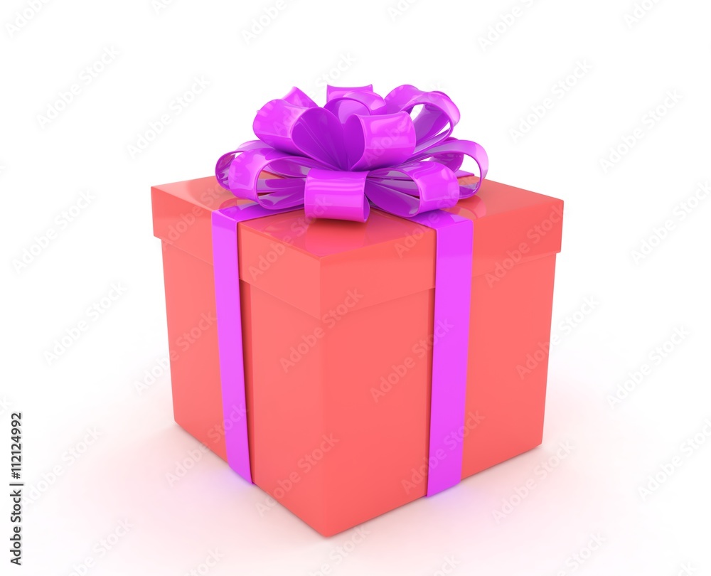 gift box with bows isolated on white. 3d rendering. gift box with bows isolated on white. 3d rendering.