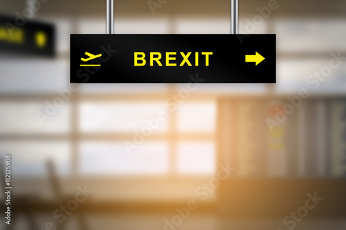 brexit or british exit on airport sign board photo