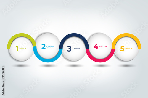 Infographic vector option banner with 5 steps. Color spheres, balls, bubbles. Infographic template.