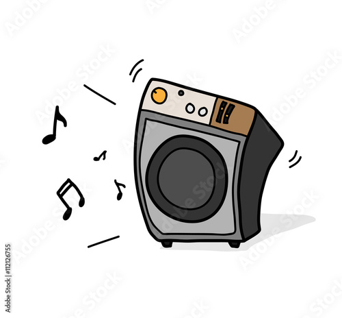 Music Speaker Audio, a hand drawn vector illustration of a music speaker.