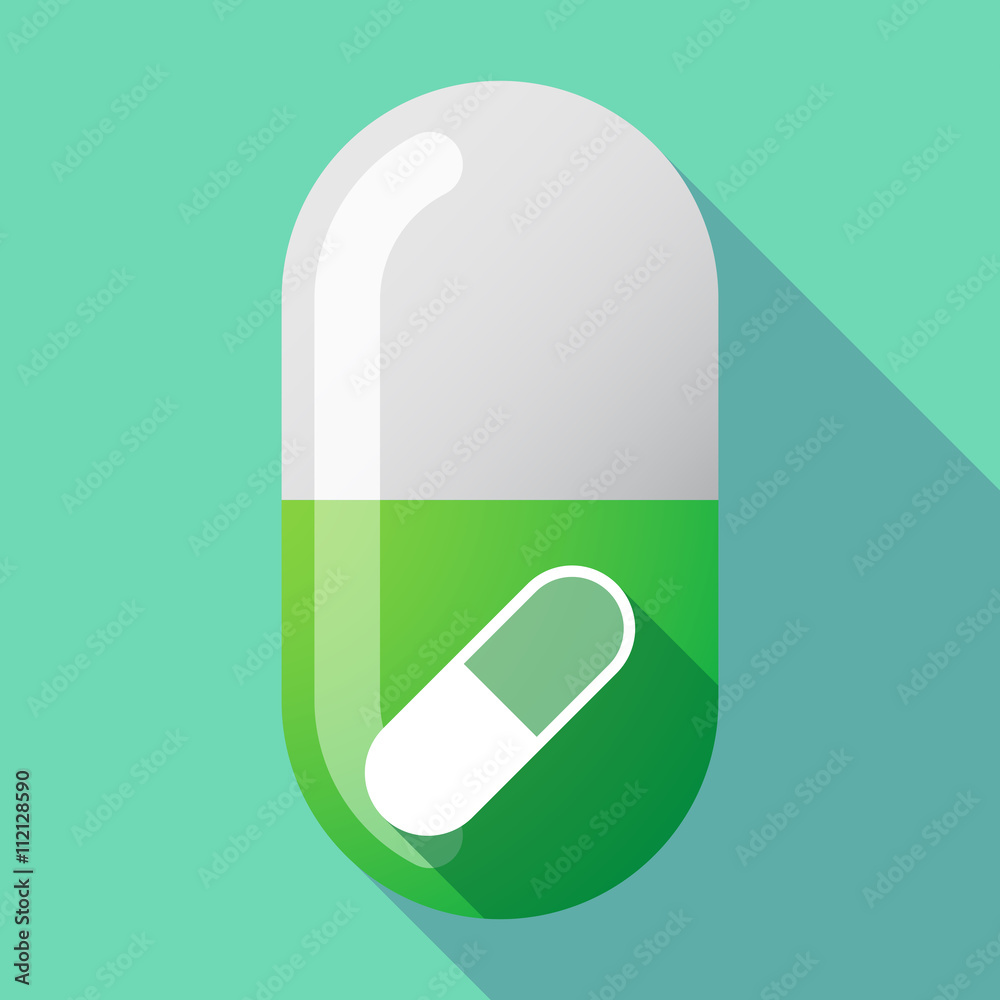Long shadow vector pill with a pill Long shadow vector pill with a pill