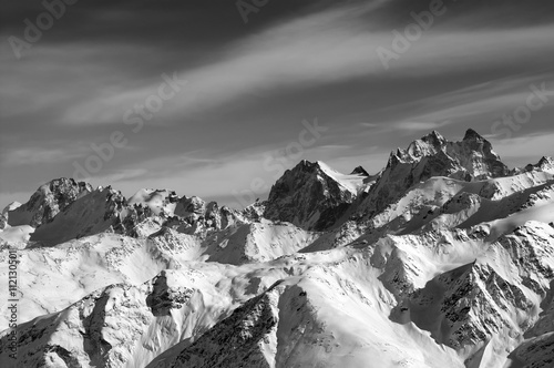 Black and white mountains in winter
