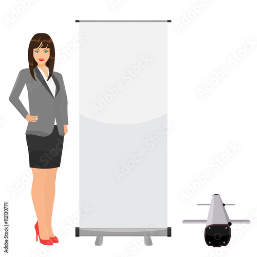 Blank isolated vector roll up banner for your display mockup
