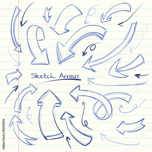 large set of hand-drawn vintage arrows. Form style. It can be used for website design. Vector