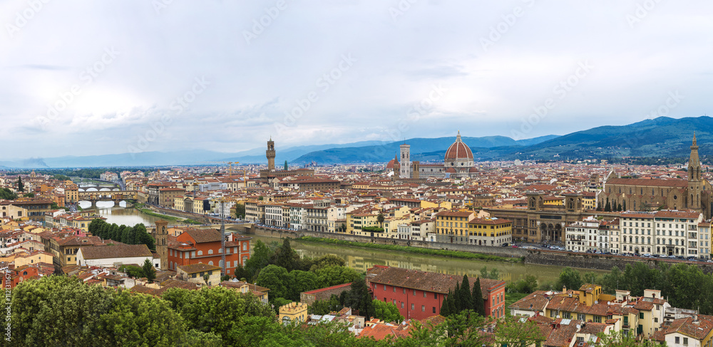 Panoramic view of Florence city from Piazzale Michelangelo, Tuscany, Italy