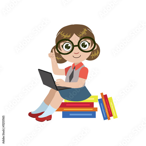 Girl In Glasses Reading © topvectors