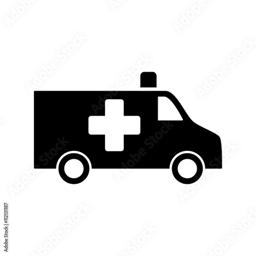 ambulance medical van icon black on white background