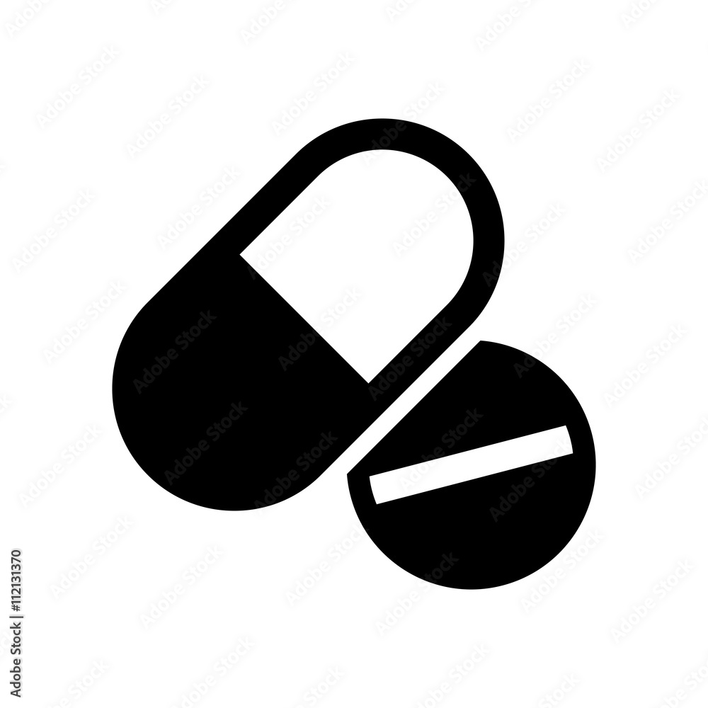 pill tablet icon black on white background pill tablet icon black on white background