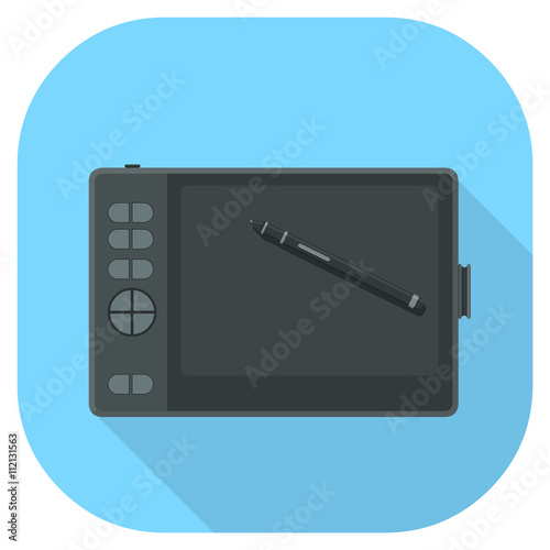 Vector illustration Artist Drawing tablet flat icon.
Artist graphic tablet internet icon - Drawing Tablet for illustration.