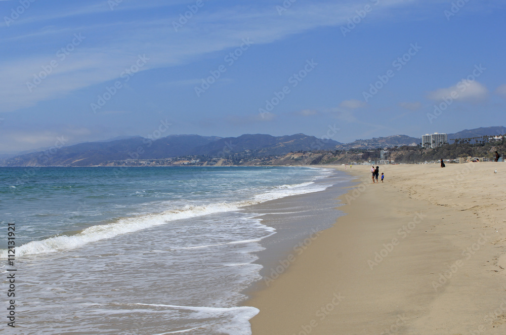 Santa Monica Beach in California at the Pacific Ocean