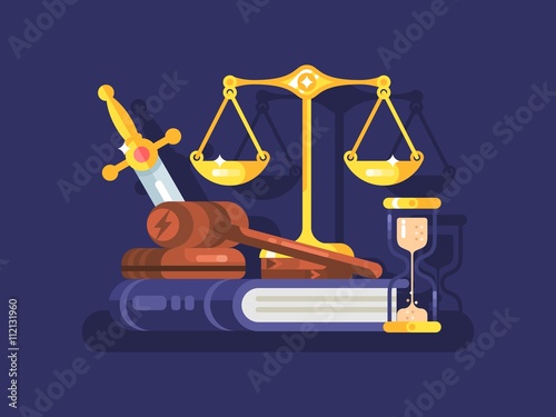 Court and law concept flat