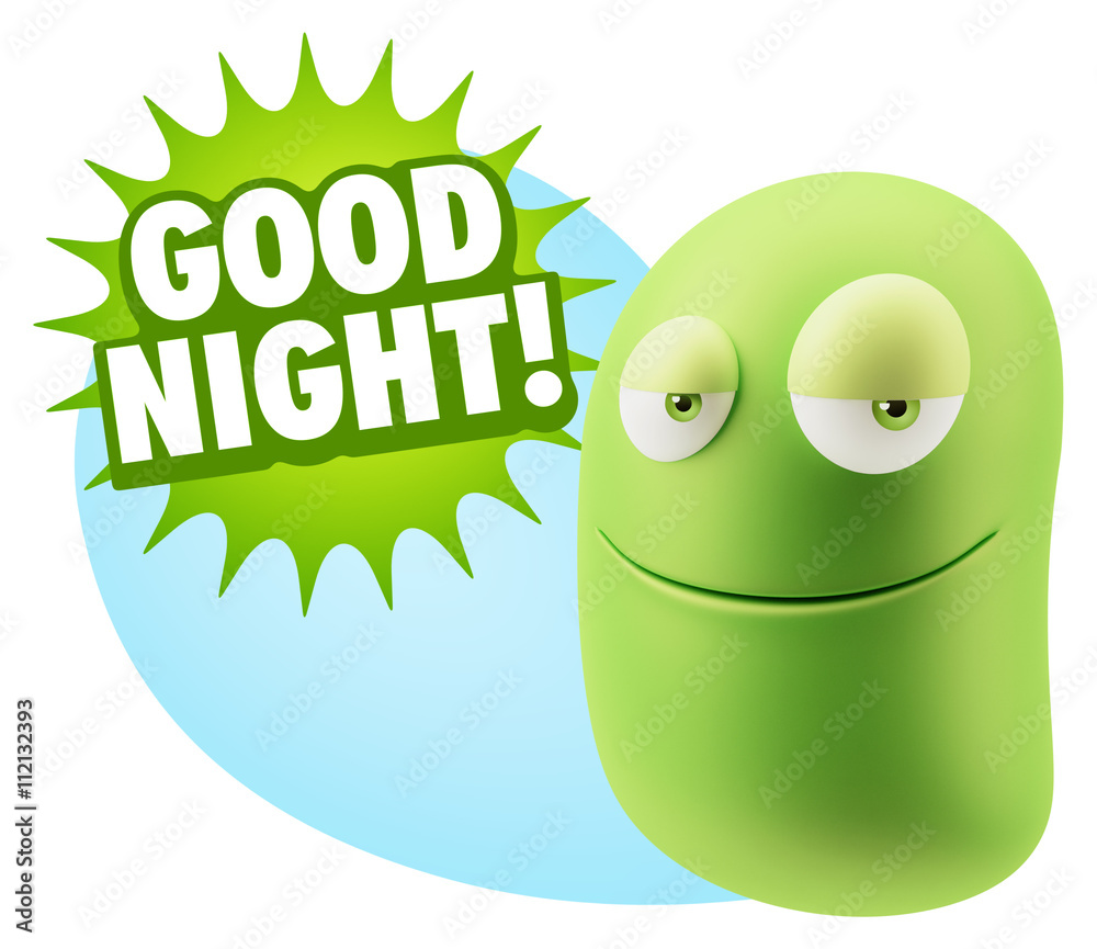 3d Rendering Smile Character Emoticon Expression saying Good Nig 3d Rendering Smile Character Emoticon Expression saying Good Nig
