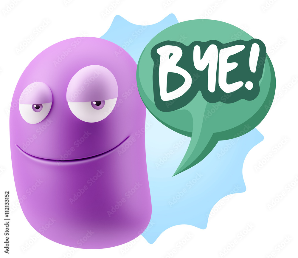 3d Illustration Laughing Character Emoji Expression saying Bye w 3d Illustration Laughing Character Emoji Expression saying Bye w