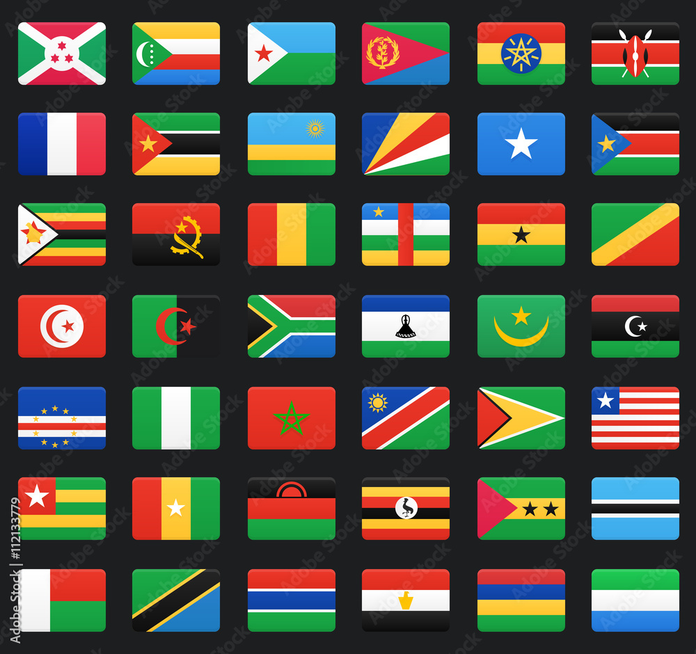 African countries flags. Vector icons set. Stock Vector | Adobe Stock