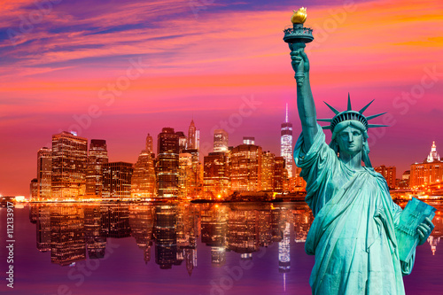 Liberty Statue and New York skyline US