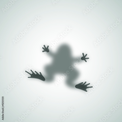 Diffuse Toad Silhouette Shadow Abstract Vector Image. Frog Sitting on a Matte Glass.