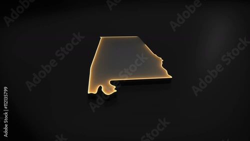 Seamless looping 3D animation of the map of Alabama including 2 versions and alpha matte