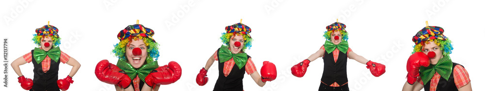 Clown in various poses isolated on white Clown in various poses isolated on white