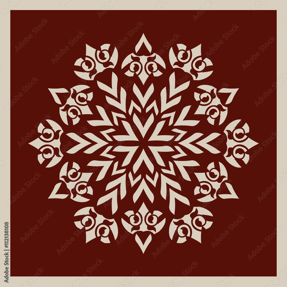 The template mandala pattern for decorative rosette. A picture suitable for printing, engraving, laser cutting paper, wood, metal, stencil manufacturing. Vector