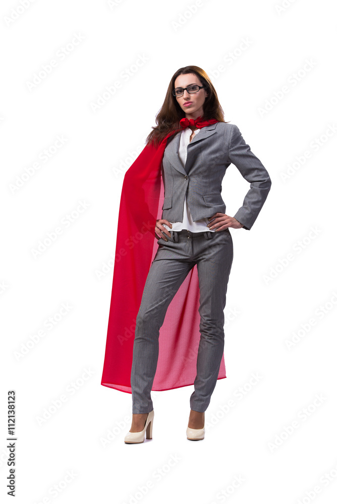 Young superwoman isolated on white Young superwoman isolated on white