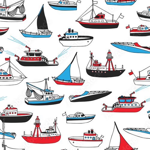 Vector seamless marine pattern.