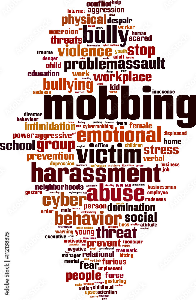 Obraz premium Mobbing word cloud concept. Vector illustration