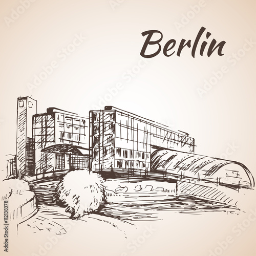 Hand drawn Hauptbahnhof Berlin - Berlin Central Station