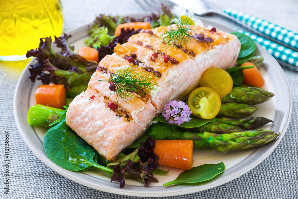 Grilled Salmon fillet with vegetables Grilled Salmon fillet with vegetables