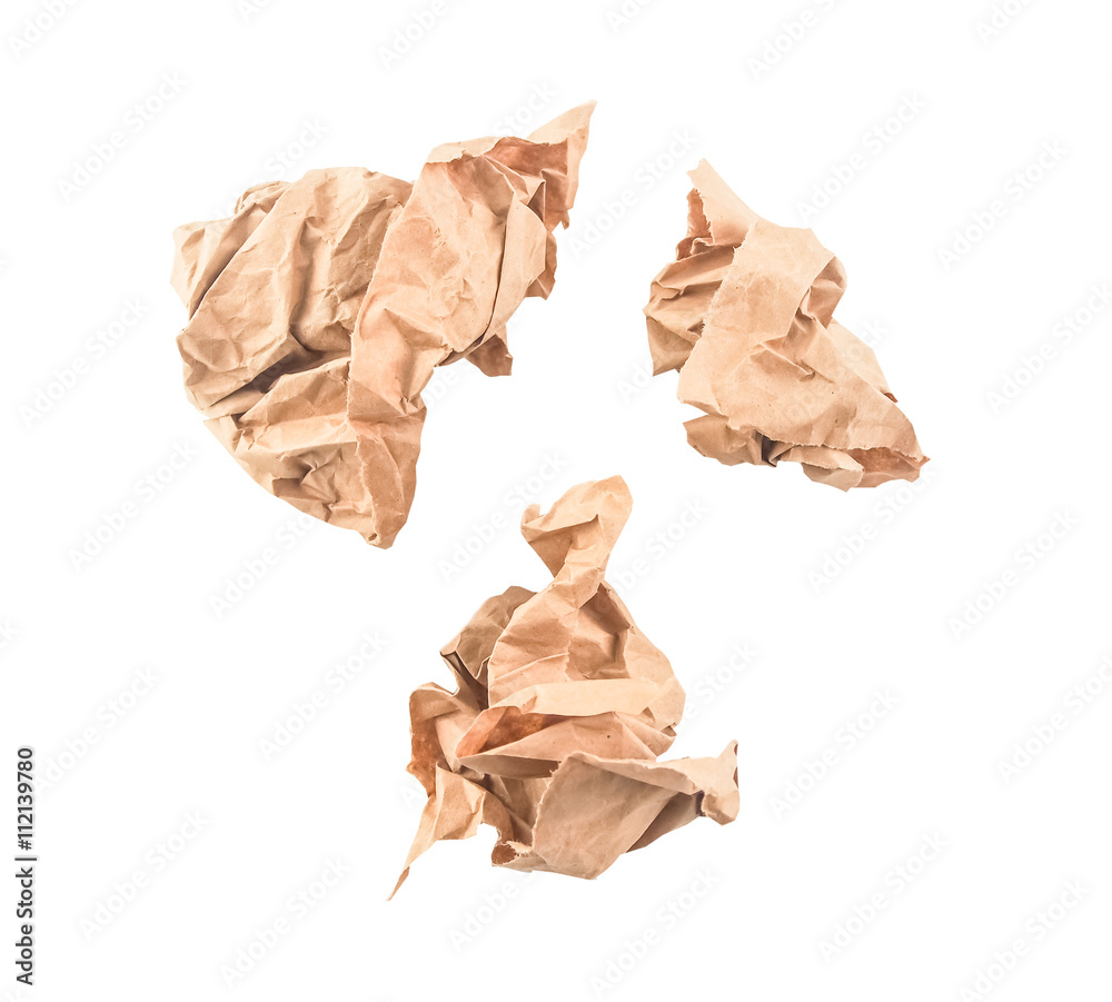 brown recycle trash paper on white background brown recycle trash paper on white background