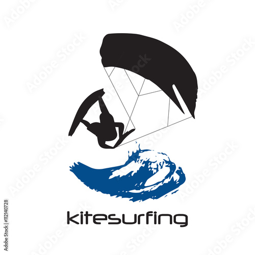 Black Silhouette of kitesurfing man