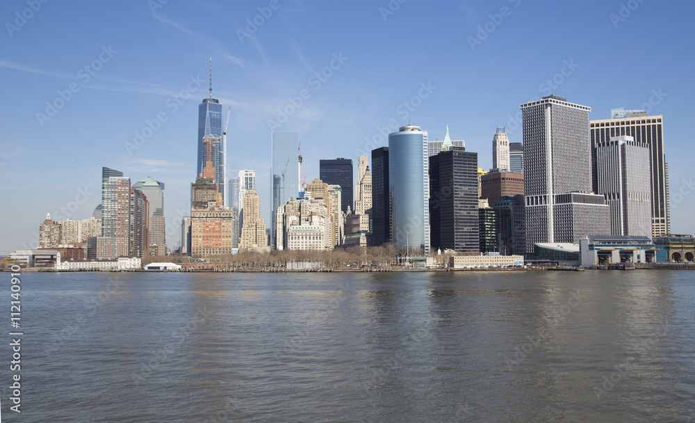 skyline of manhanttan, new york during a sunny day