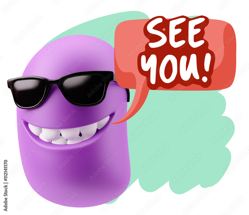 Obraz premium 3d Rendering Smile Character Emoticon Expression saying See You