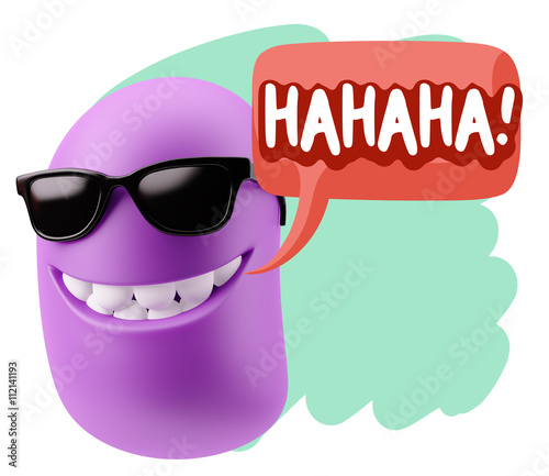 3d Illustration Laughing Character Emoji Expression saying Hahah photo