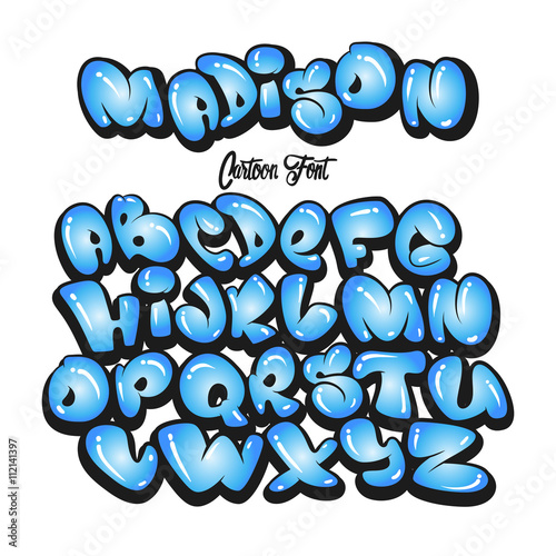 Cartoon alphabet in the style of comics.graffiti