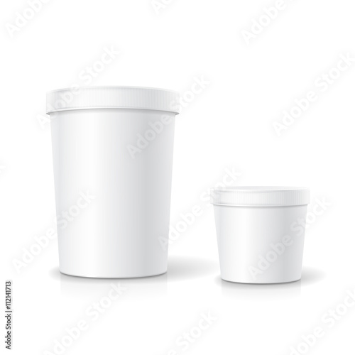 White food plastic tub bucket container for dessert, yogurt, ice cream