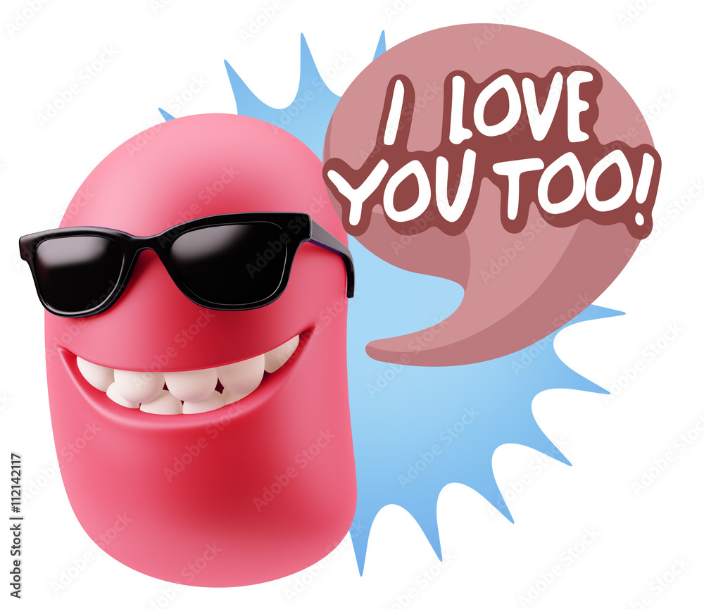 3d Illustration Laughing Character Emoji Expression saying I Lov