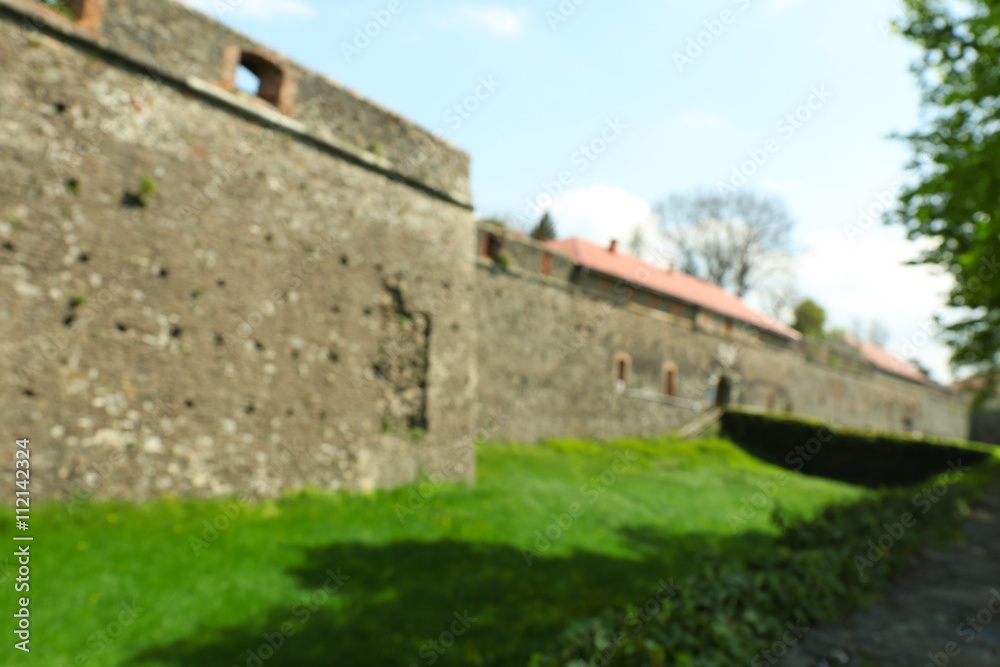 Old fortress castle wall from stone in Uzhgorod