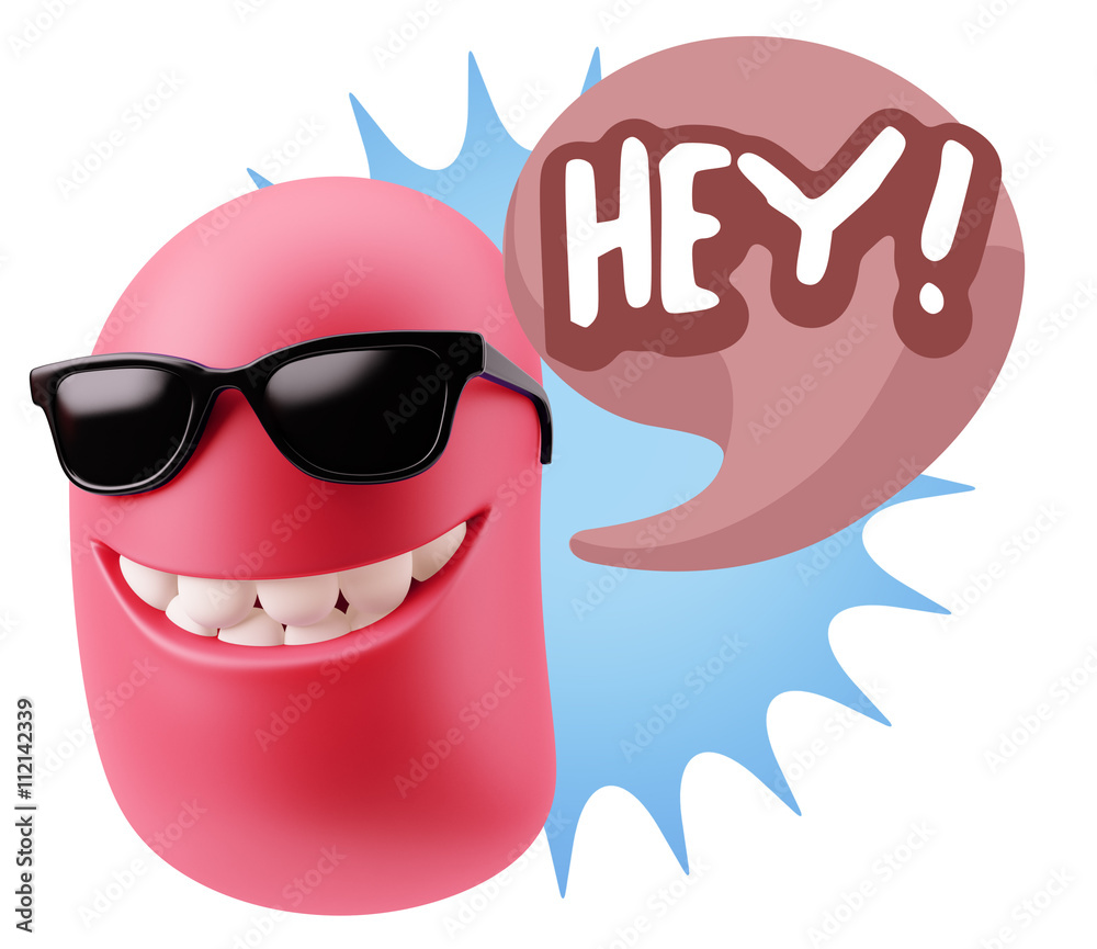 3d Illustration Laughing Character Emoji Expression saying Hey w