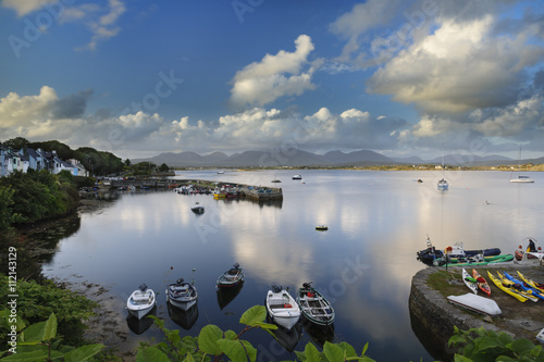 View over Roundstone Bay to Twelve Pins mountains, Connemara, County Galway photo