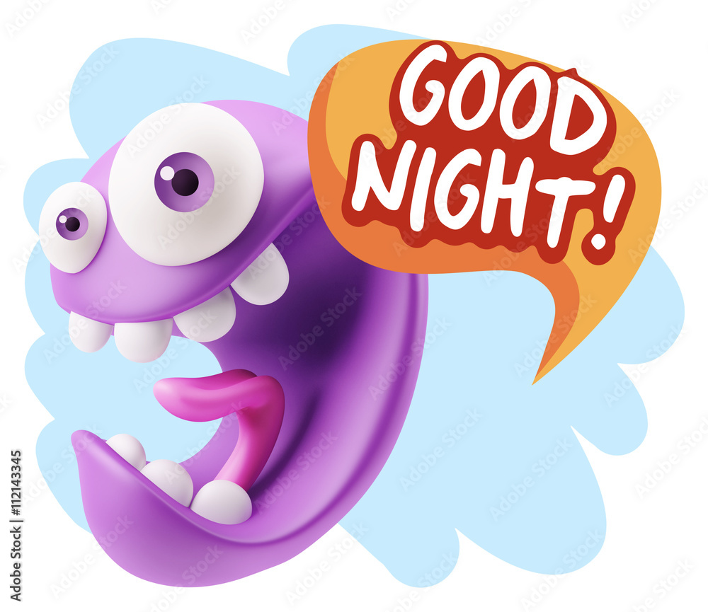3d Rendering Smile Character Emoticon Expression saying Good Nig 3d Rendering Smile Character Emoticon Expression saying Good Nig