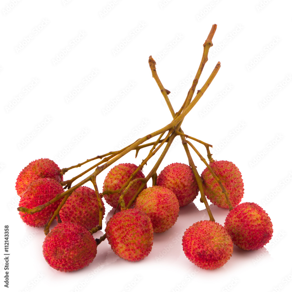 Fresh lychees isolated on white background