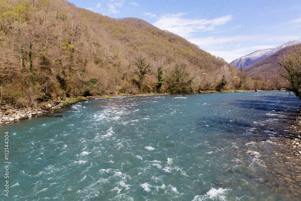 Rapid mountain river in Abkhazia