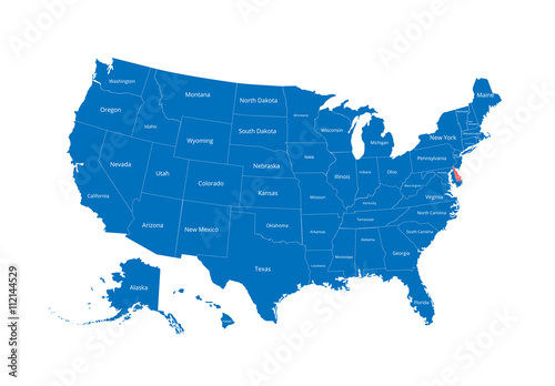 Map of the USA. Image with clipping path and name of states. State mark. Maryland. Vector illustration.