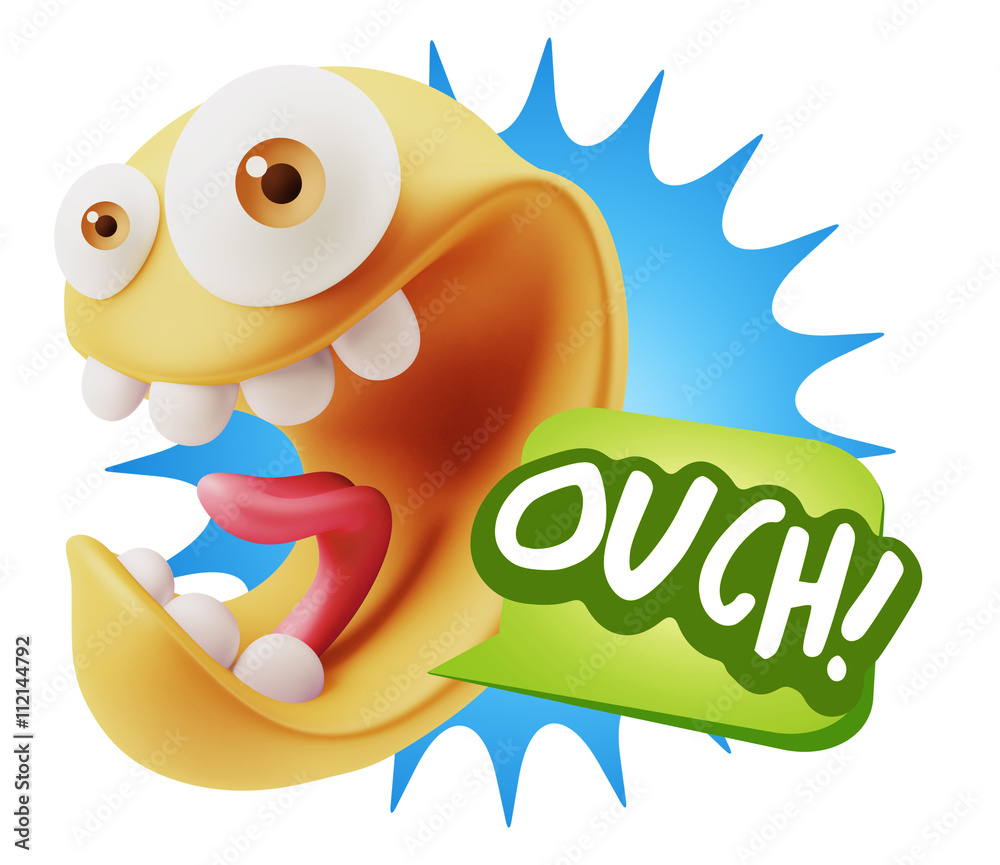 3d Illustration Laughing Character Emoji Expression saying Ouch 3d Illustration Laughing Character Emoji Expression saying Ouch