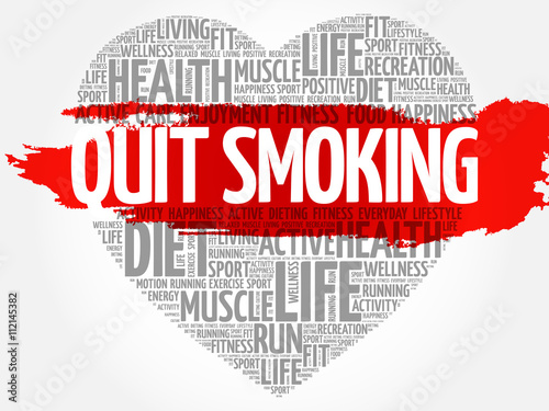 Quit Smoking heart word cloud, fitness, sport, health concept