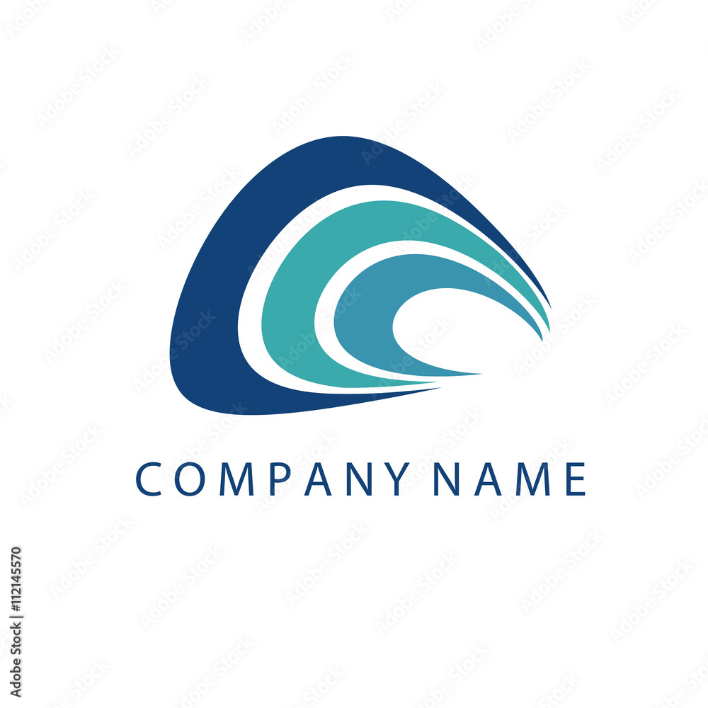Concept logo template with abstract wave symbol in flat design . Concept logo template with abstract wave symbol in flat design .