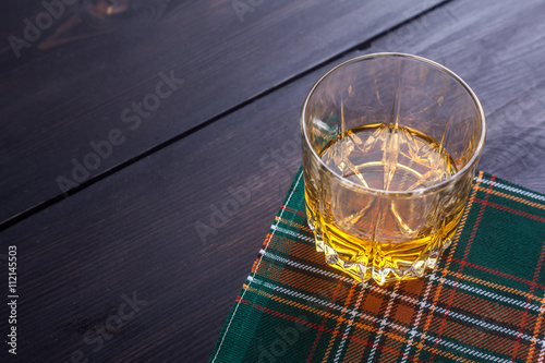 Scotch whisky on tartan