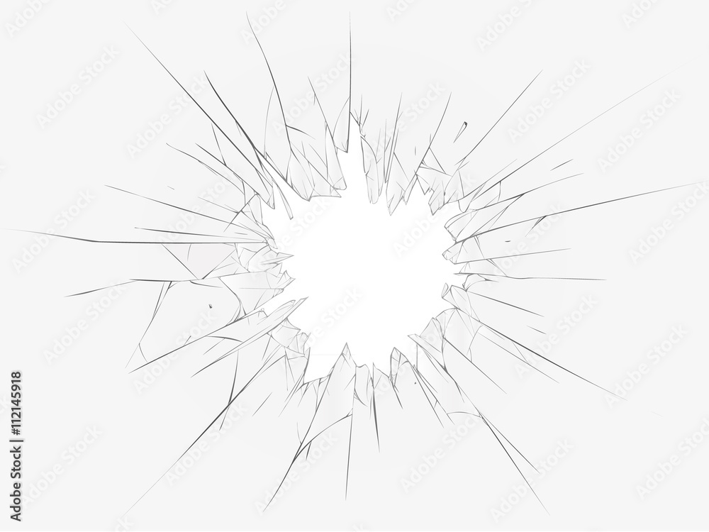 Broken glass, white background. Vector illustration Broken glass, white background. Vector illustration